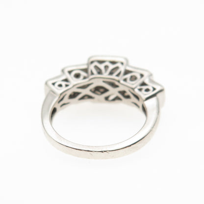925 Sterling Silver Real Round-Cut Fancy Blue Diamond Ring Size 5.25