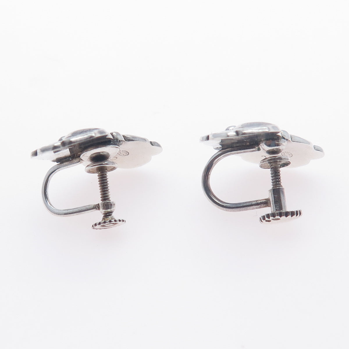GEORG JENSEN 925 Sterling Silver Vintage Denmark Floral Screw Back Earrings #50A