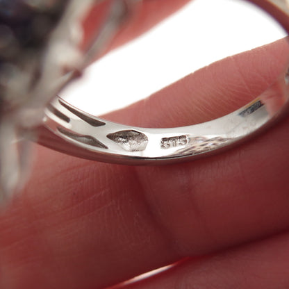 Chuck Clemency 925 Sterling Silver Real Tanzanite & White Topaz Ring Size 8.25