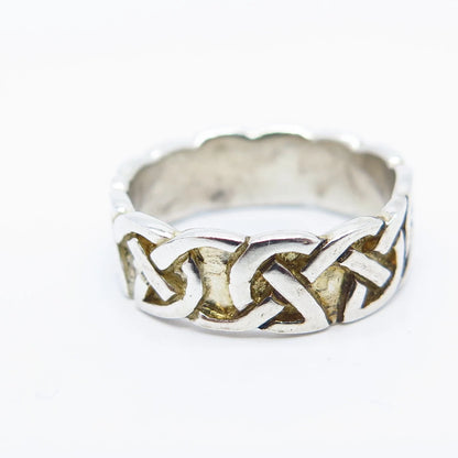 925 Sterling Silver Vintage Celtic Band Ring Size 4.5