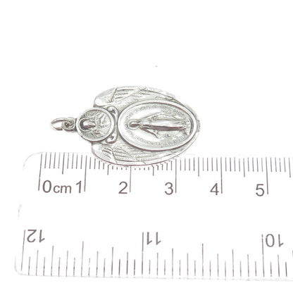 HMH RELIGIOUS MFG 925 Sterling Silver Antique St. Mary Medal Oxidized Pendant