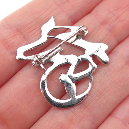 925 Sterling Silver Vintage Engraved Longevity Japanese Character Pin Brooch