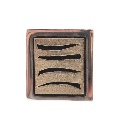 925 Sterling Silver 14K Gold Vintage Modernist Oxidized Ring Size 7