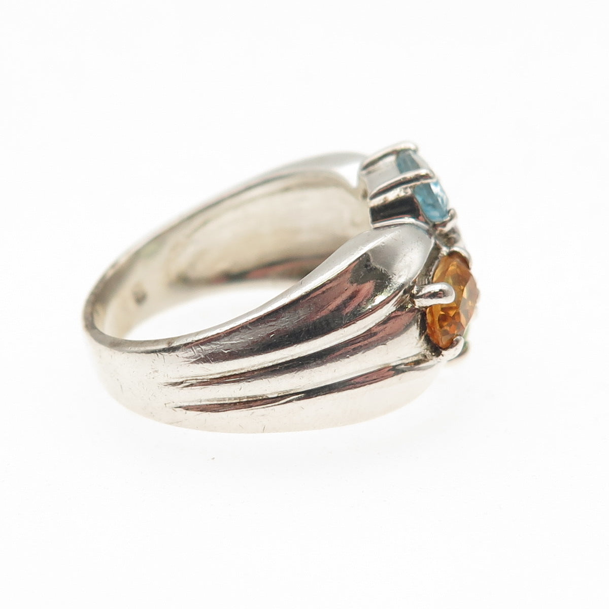 Pranda Sterling Vintage Real Blue Topaz Amethyst Citrine Peridot Ring Size 6.25