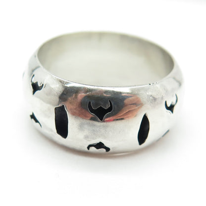 925 Sterling Silver Vintage Buffalo Modernist Shadow Box Band Ring Size 10.75