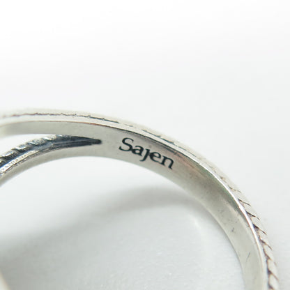 SAJEN 925 Sterling Silver Vintage Real Chalcedony Swirl Oxidized Ring Size 7