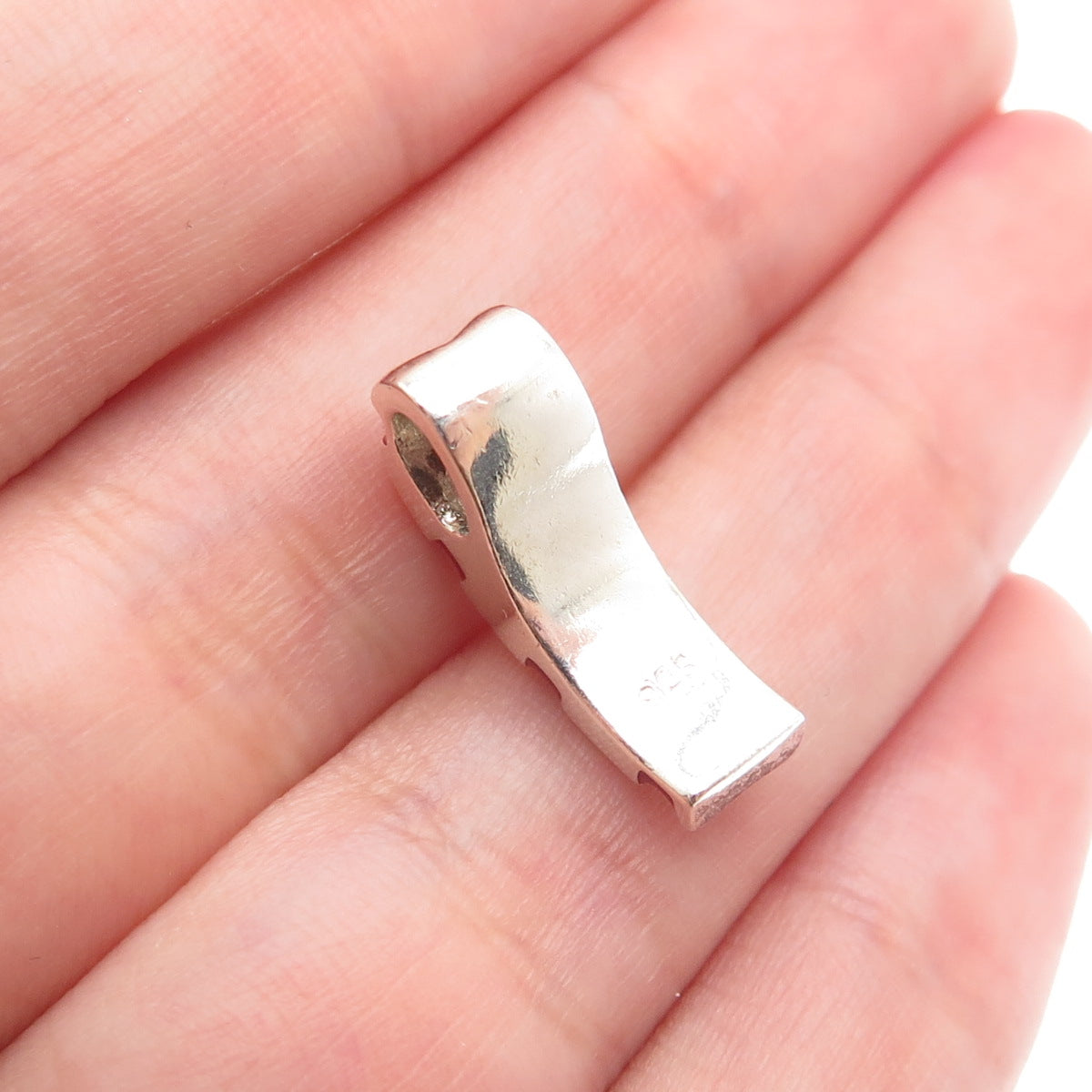 925 Sterling Silver Vintage Enamel Candy Cane Minimalist Slide Charm Pendant