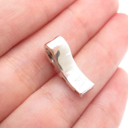 925 Sterling Silver Vintage Enamel Candy Cane Minimalist Slide Charm Pendant
