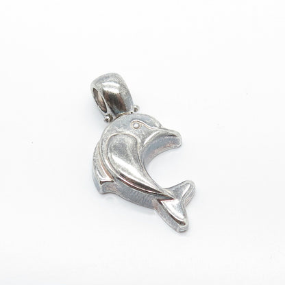 925 Sterling Silver Vintage Nicol Preziosi Friendly Dolphin Pendant