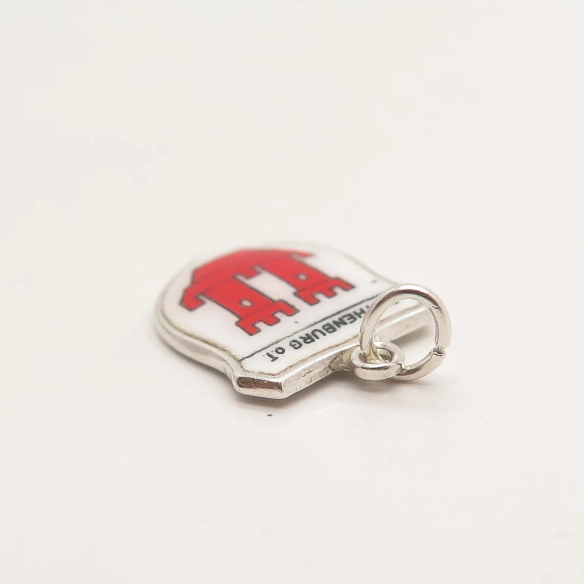 800 Silver Vintage ESJ Enamel "Rothenburg O.T." Minimalist Pendant