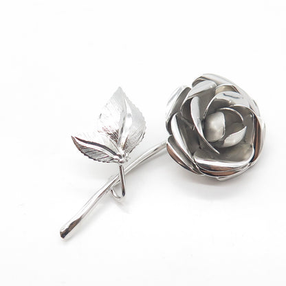 RAIMOND SILVER MFG CO. 925 Sterling Silver Vintage Handmade Rose Flower Brooch