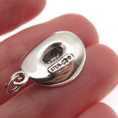 Carolyn Pollack 925 Sterling Silver Vintage Cowboy Hat 3D Mini Charm Pendant