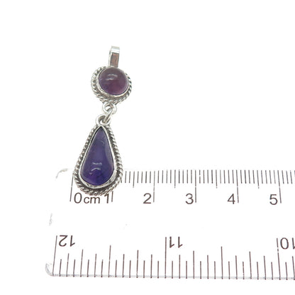 960 Silver Vintage RD Mexico Real Amethyst Teardrop Charm Pendant