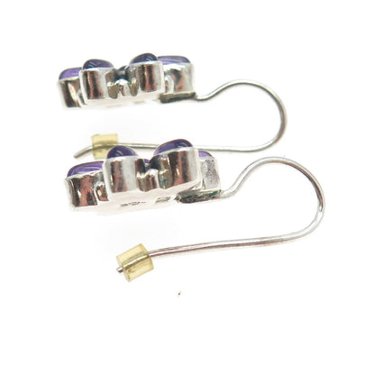 DOUG PAULUS 925 Sterling Silver Vintage Real Amethyst Flower Earrings