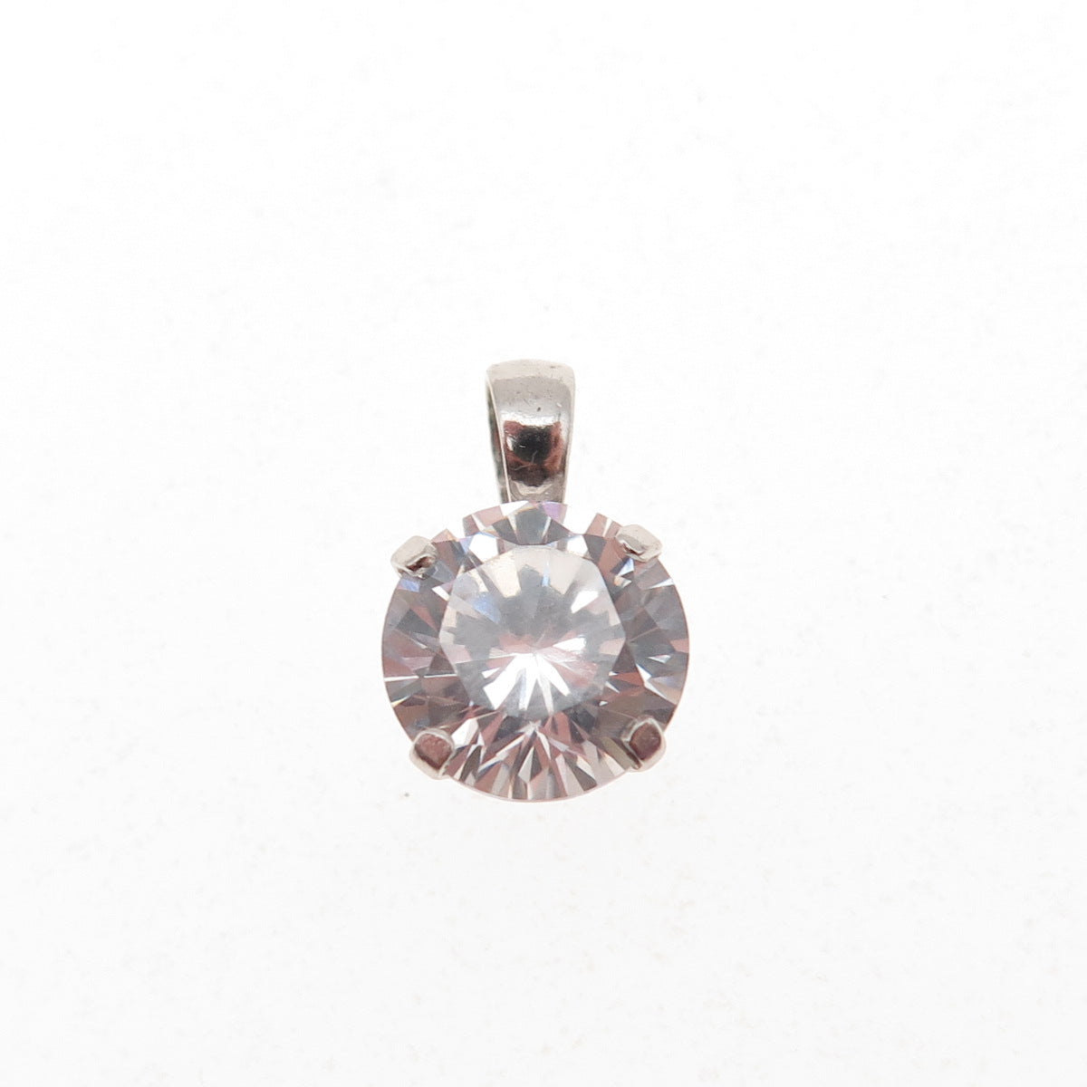 JH YOUNG 925 Sterling Silver Round-Cut C Z Mini Charm Pendant