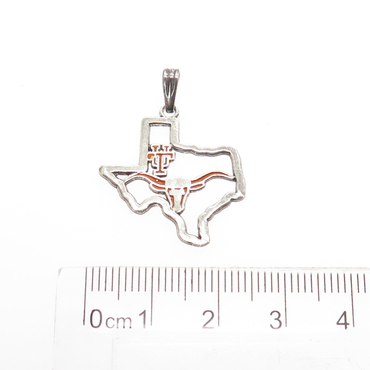 925 Sterling Silver Vintage Enamel University of Texas Charm Pendant