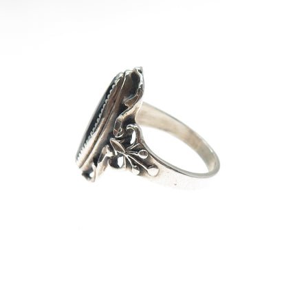 WHEELER MFG Old Pawn 925 Sterling Silver Vintage Hematite Oxidized Ring Size 8