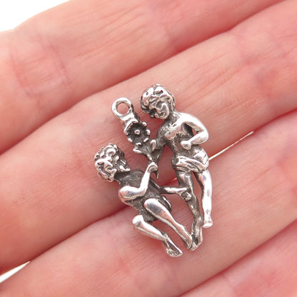 Shube 925 Sterling Silver Vintage Gemini Zodiac Sign Oxidized Charm Pendant