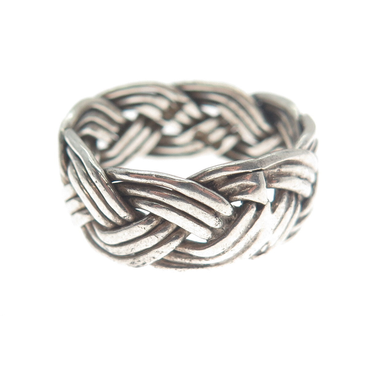 925 Sterling Silver Vintage Mexico Wicker Band Ring Size 9.25