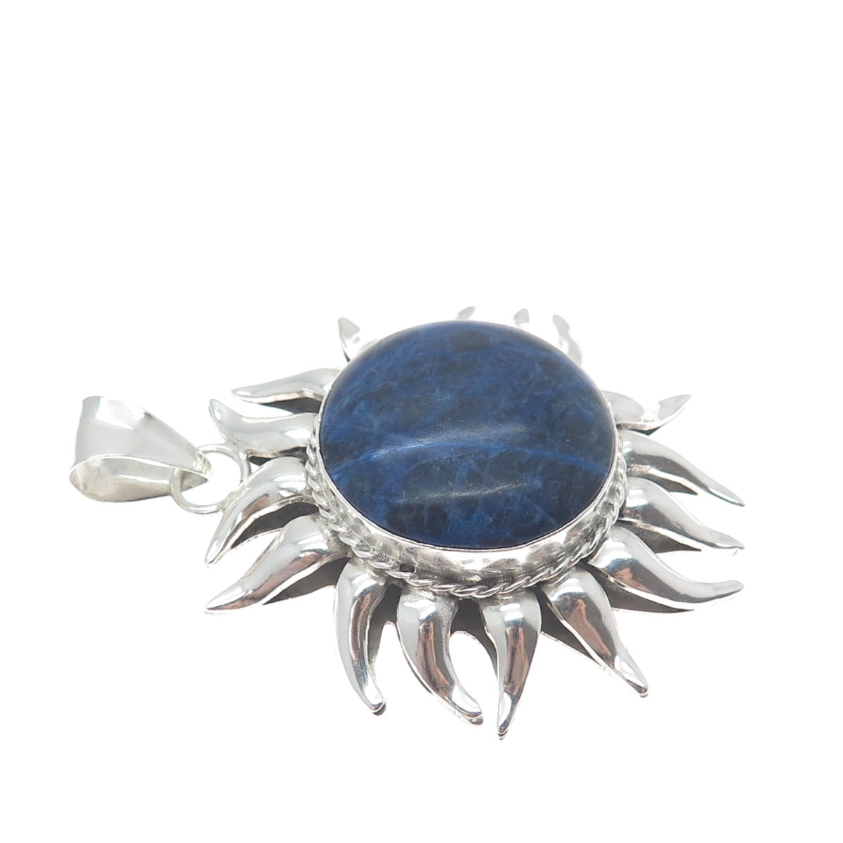 MWS Mark Wasserman Samara Sterling Silver Vintage Mexico Sodalite Sun Pendant