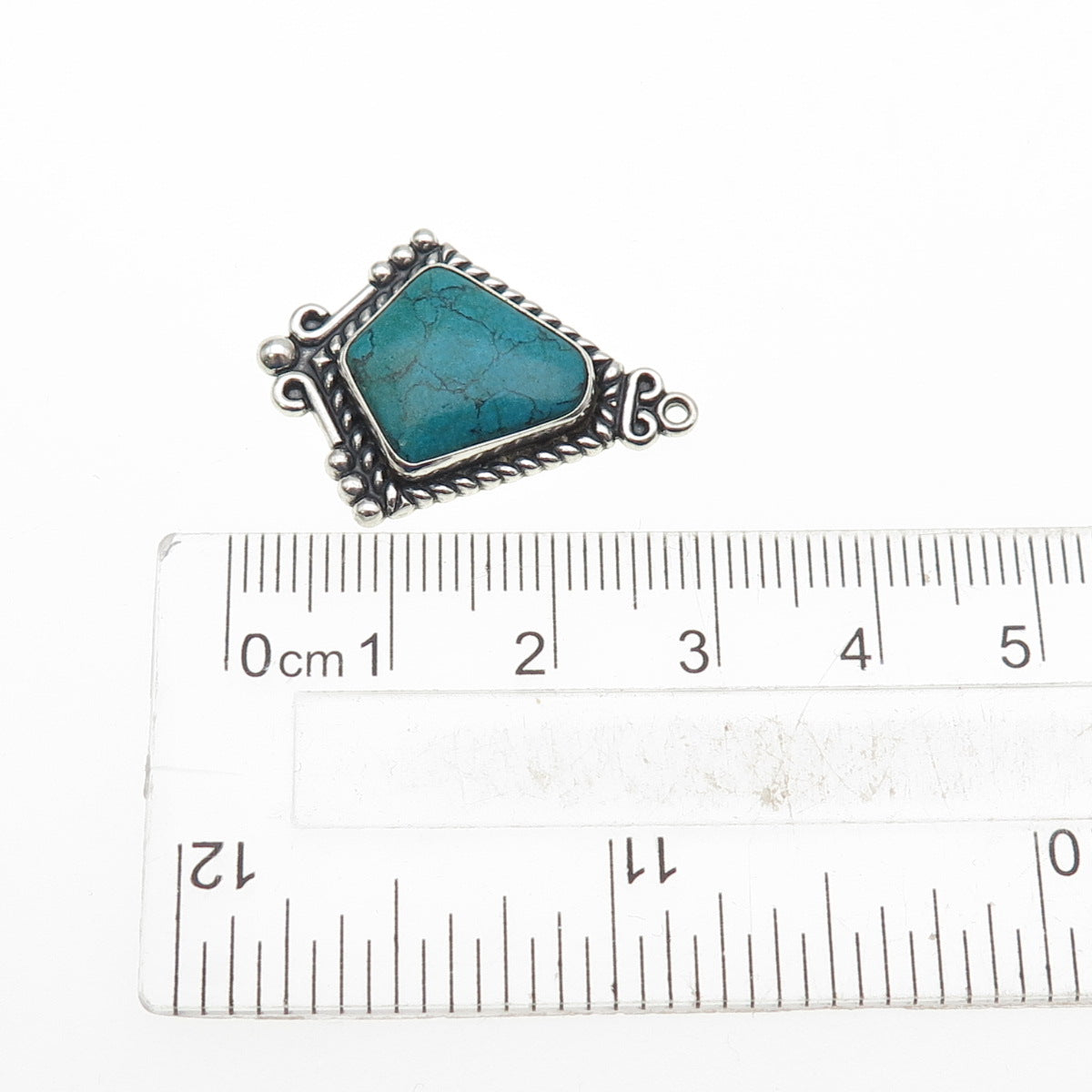 Old Pawn Sterling Silver Vintage Southwestern Kingman Turquoise Charm Pendant