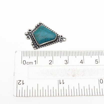 Old Pawn Sterling Silver Vintage Southwestern Kingman Turquoise Charm Pendant
