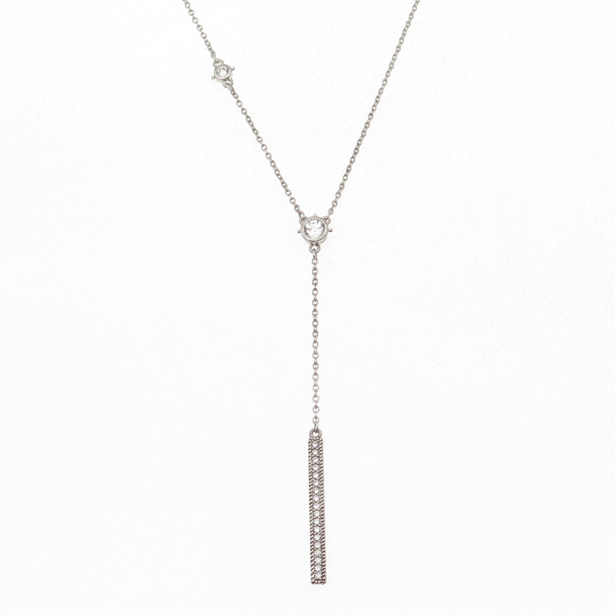 Judith Ripka 925 Sterling Silver C Z Bar Cable Chain Necklace 18-20"