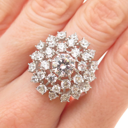 925 Sterling Silver Round-Cut C Z Sparkle Cluster Ring Size 9