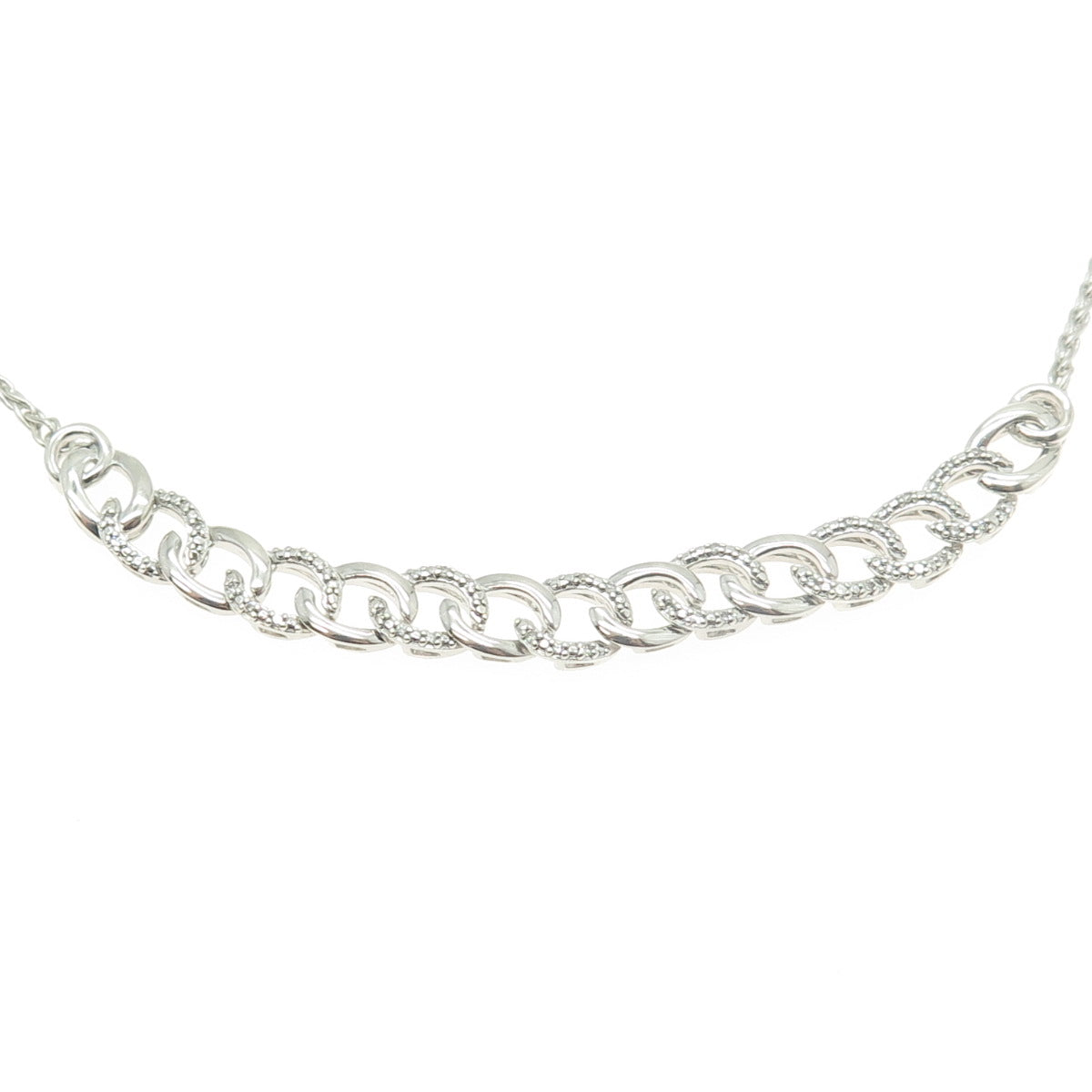 925 Sterling Silver Real White Diamond Curb Chain Adjustable Bolo Necklace 26"