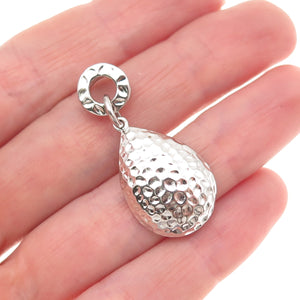 925 Sterling Silver Vintage Hammered Teardrop Slide Charm Pendant