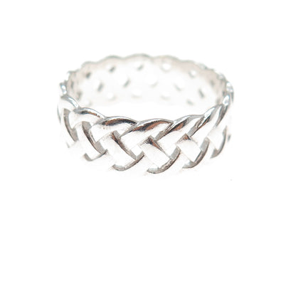 925 Sterling Silver Vintage Celtic Braided Band Ring Size 9.25