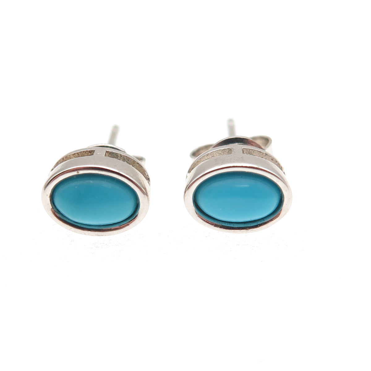 925 Sterling Silver Real Sleeping Beauty Turquoise Stud Earrings