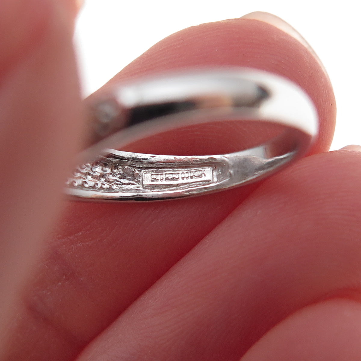 925 Sterling Silver Mexico Real Round-Cut Diamond Bypass Ring Size 7
