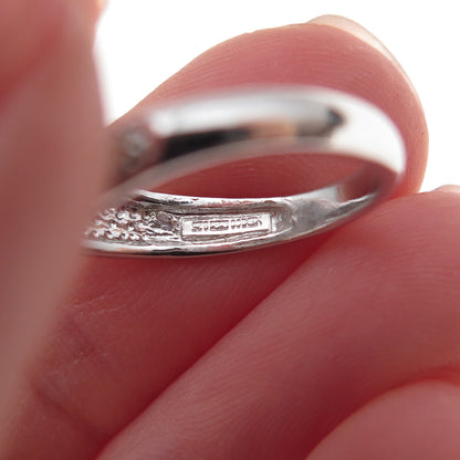 925 Sterling Silver Mexico Real Round-Cut Diamond Bypass Ring Size 7