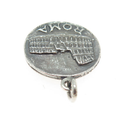 925 Sterling Silver Vintage "Roma Napoli" Oxidized Charm Pendant