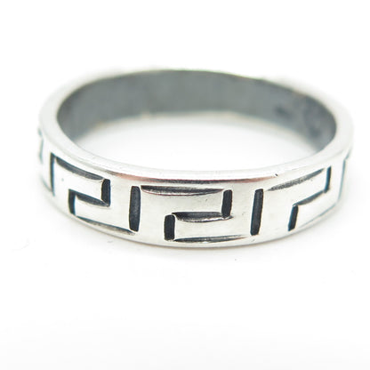 925 Sterling Silver Vintage Mexico Tribal Maze Band Ring Size 8.5