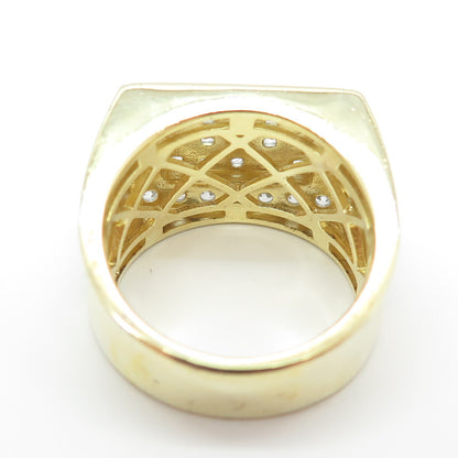 925 Sterling Silver Gold Plated Princess & Round-Cut Shaped C Z Ring Size 10