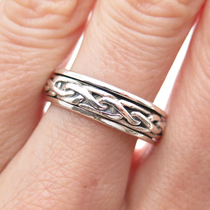 PETER STONE 925 Sterling Silver Vintage Celtic Knot Oxidized Band Ring Size 8