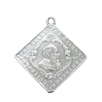 900 Coin Silver Antique Kingdom of Bavaria Luitpold 1886-1912 Medal Pendant