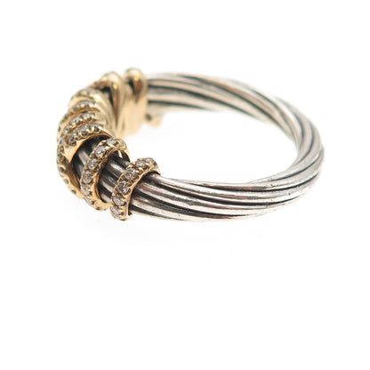 David Yurman 925 Sterling Silver 18K Gold Real Diamond Helena Ring Size 7