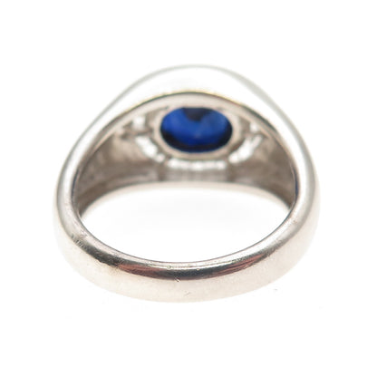 Felicia Design 925 Sterling Lab-Created Sapphire Real White Topaz Ring Size 10.5