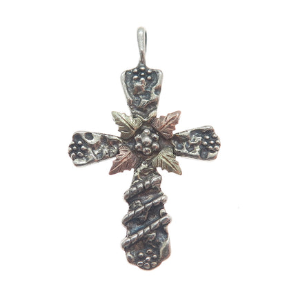 RGC Riddles Group 12K Rose & Yellow Gold Sterling Silver Vintage Cross Pendant