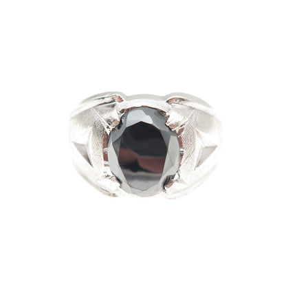 Wheeler Mfg Co. 925 Sterling Silver Antique Art Deco Real Hematite Ring Size 6.5