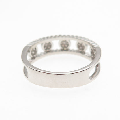 925 Sterling Silver Round-Cut C Z Band Ring Size 8.25