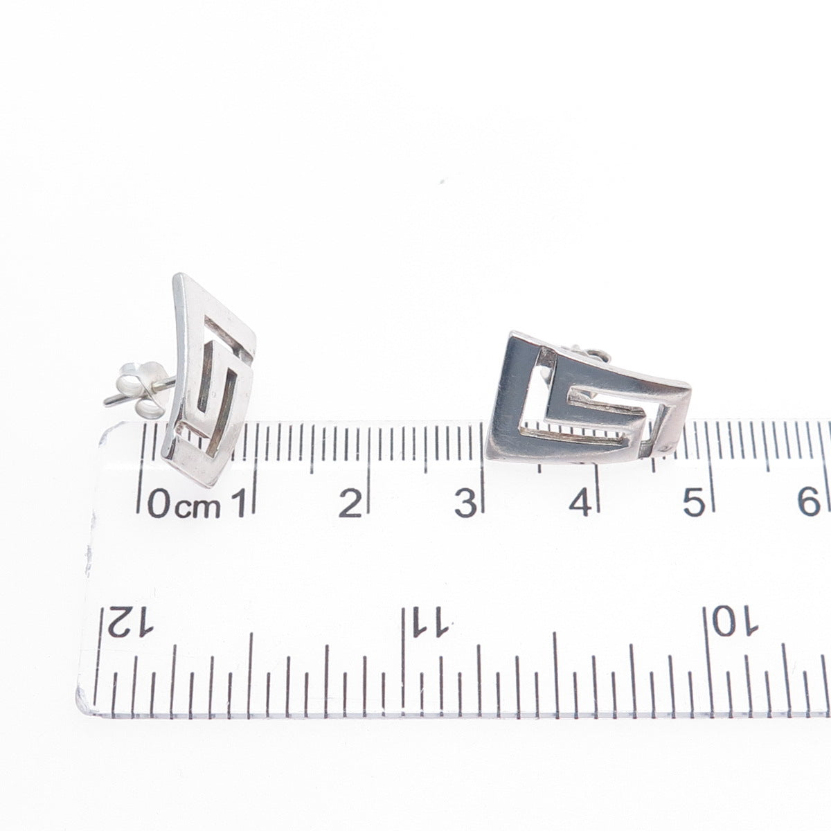 925 Sterling Silver Vintage Modernist Greek Maze Earrings