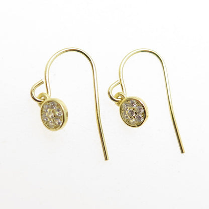 925 Sterling Silver Gold Plated Round-Cut C Z Dangle Earrings