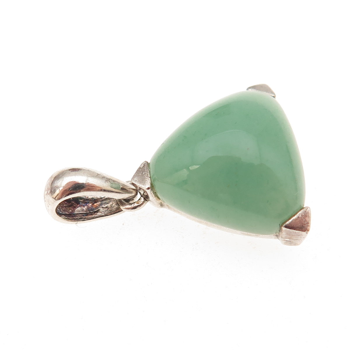 Michelle Albala Sterling Silver Vintage Real Aventurine Triangle Charm Pendant