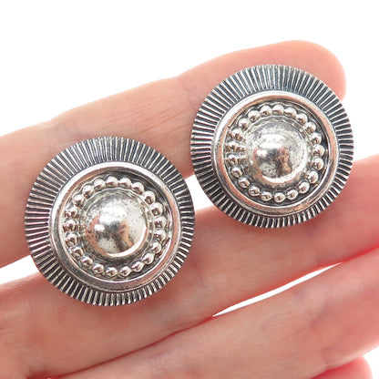 DANECRAFT Sterling Silver Antique Art Deco Beaded Oxidized Screw Back Earrings