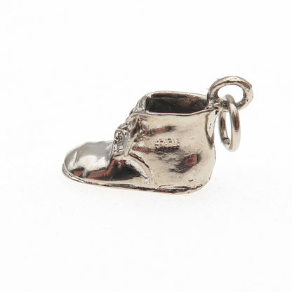 925 Sterling Silver Vintage Baby Shoe 3D Mini Charm Pendant