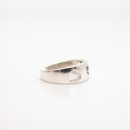 925 Sterling Silver Real Diamond Open Heart Gap Ring Size 5.75